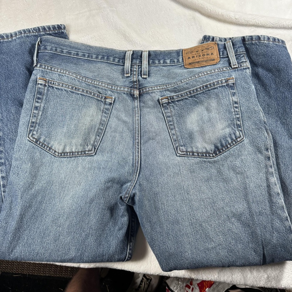 Vintage Arizona Jeans Mens 32x27 Denim Distressed Straight Leg Patch Original 90
